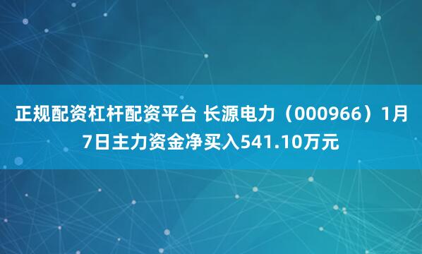 正规配资杠杆配资平台 长源电力（000966）1月7日主力资金净买入541.10万元