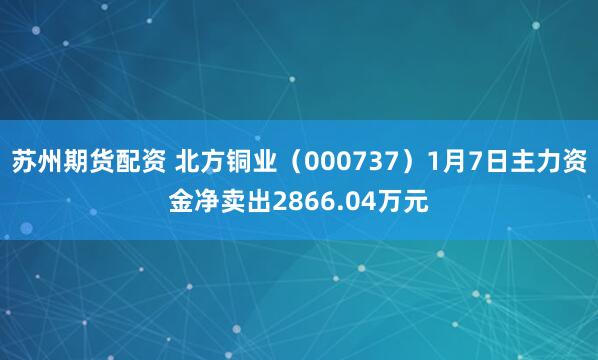 苏州期货配资 北方铜业（000737）1月7日主力资金净卖出2866.04万元