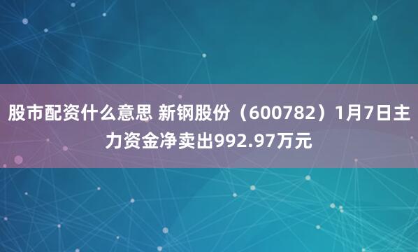 股市配资什么意思 新钢股份（600782）1月7日主力资金净卖出992.97万元